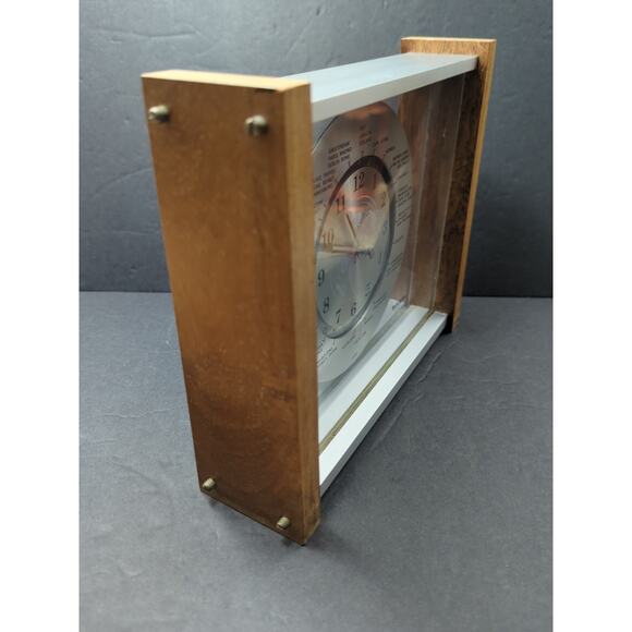 VTG MCM Verichron GMT World Time Quartz Mantel Clock Works Red Airplane 2nd Hand - Picture 6 of 12